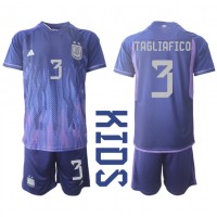 Argentina Nicolas Tagliafico #3 Fotballklær Bortedraktsett Barn VM 2022 Kortermet (+ korte bukser)